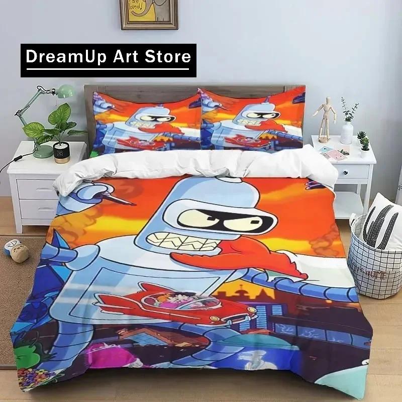 F-Futurama Poster Sheets Quilt Covers Bedding Dormitory Sheets Three-piece Bedding Set Three-piece Soft Warm Bedding Set