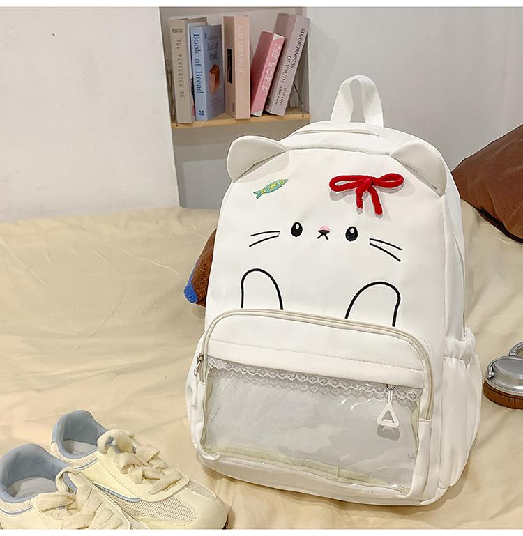 Schoolbag Japanese ins new high-value fresh and sweet candy color cute kitten backpack girl light backpack