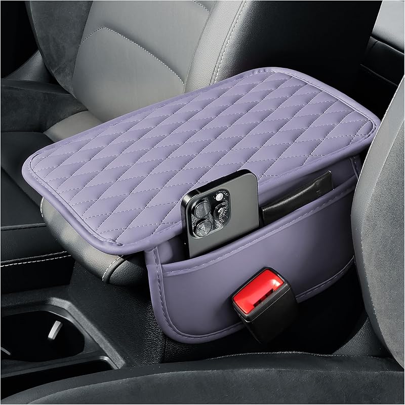 Arm Rest Cover For Car,Leather+Memory Foam Center Console Cover With Storage Bags,Universal Middle Console Cover Car Accessories Interior For Most