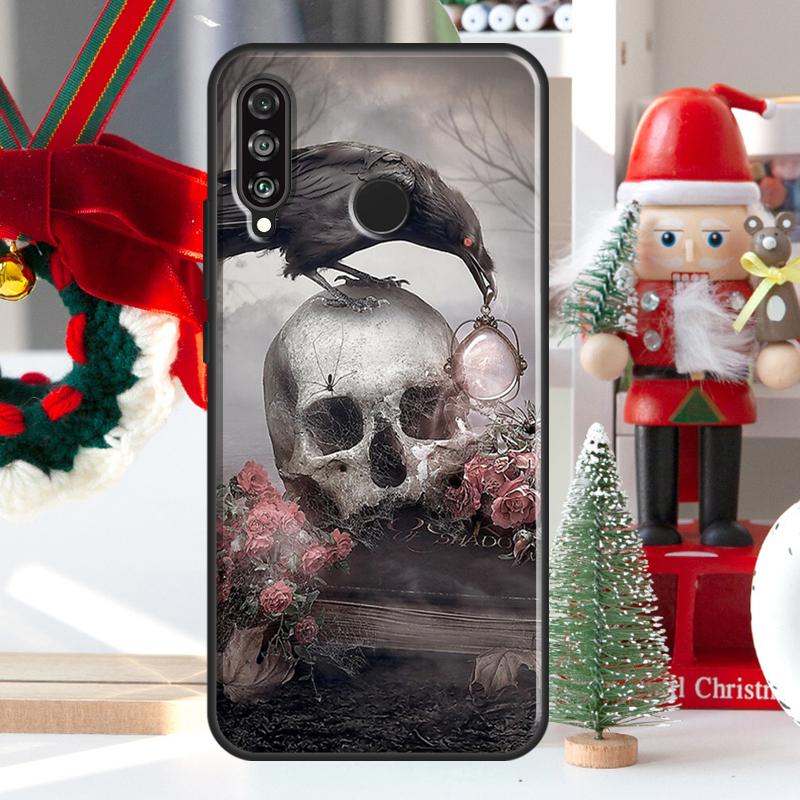 Raven Skull For Huawei Nova 9 10 SE 11 Pro Y60 Y70 Y90 Y61 Y91 Y72 Y73 12i 11i 8i P20 P30 P40 Lite Case