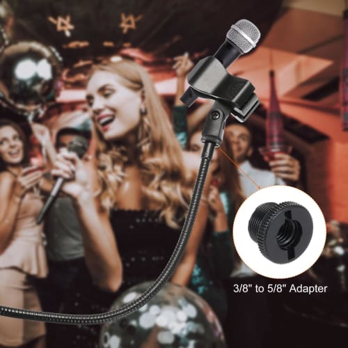 PATIKIL 18.5" Gooseneck Desk Microphone Stand with Clip, Flexible Arm, Desktop Microphone Stand, 3/8" To 5/8" Microphone Spring Clip for Singing and S