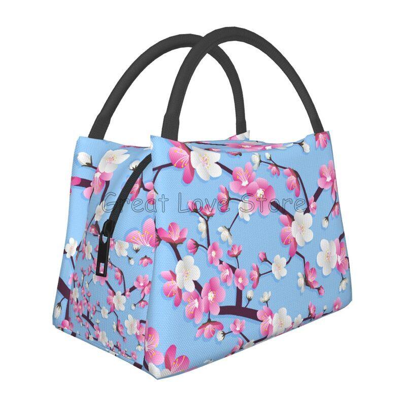 Borsa Termica Pranzo con Stampa Fiori di Ciliegio Sakura Giapponesi Riutilizzabile Portatile per Donna Scatola Pranzo Isolante per Viaggio Picnic Lavoro