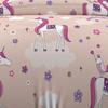 Parure housse de couette 140x200 cm LICORNES rose, 100% coton 57 fils/cm2, par Soleil d'Ocre