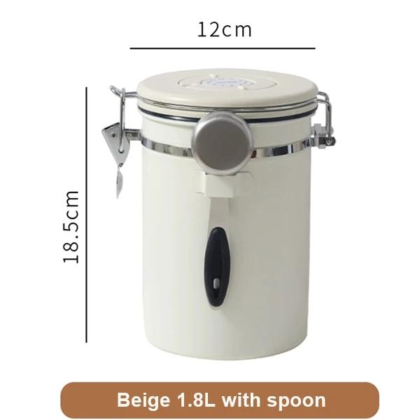 Stainless Steel Coffee Canister Coffee Bean Storage Airtight Containers with Date with Spoon Vent Valve Kitchen Food Storage Jar