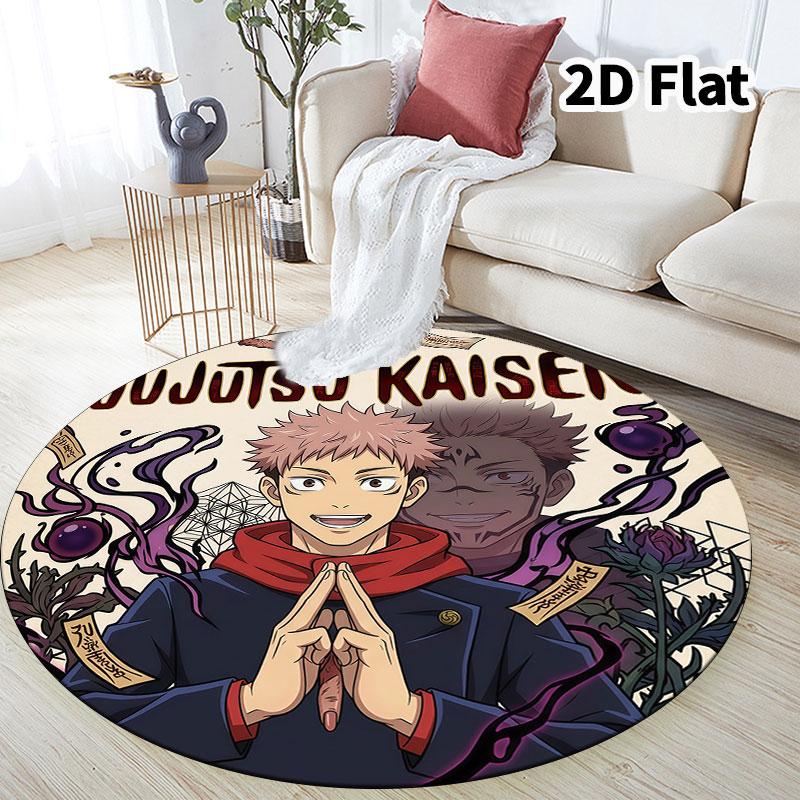 Jujutsu Kaisen Okrągły Dywanik Dywan do Salonu Sypialni Sofy Pokoju Zabaw Dekoracja Antypoślizgowa Mata Podłogowa