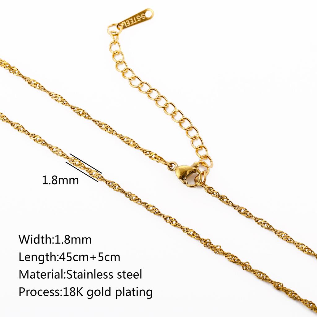 5Pcs/Lot Stainless Steel Bead Rope Link/Cuban/Paperclip Links Snake Chain Necklace Diy Women Jewelry 18K Gold Color Neck Chains