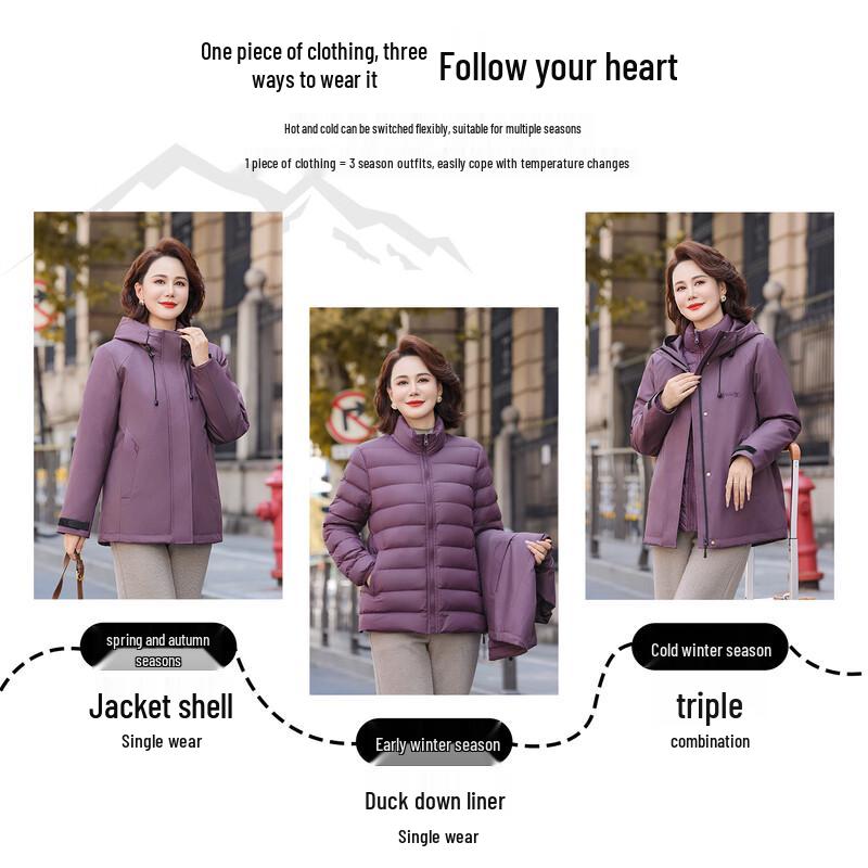 

YAYA Women s 3-in-1 Detachable Hooded Down Jacket 3XL