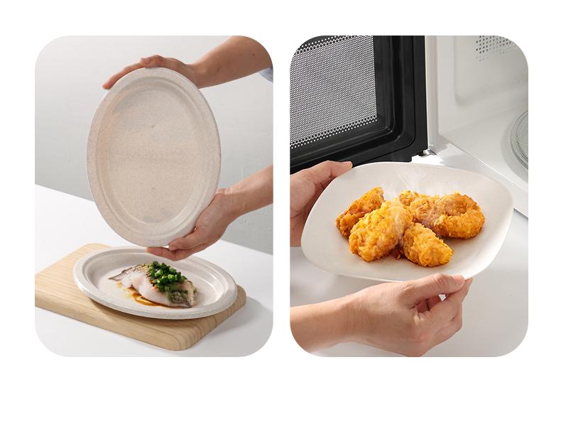 Large Round Disposable Dinner Plate - Thickened Rice Husk, Food-Grade, Ideal for Weddings & New Year Celebrations