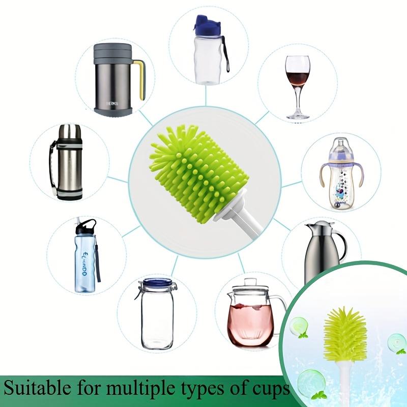 1pc 360-Degree Swivel Silicone Cleaning Brush | Dual-Length Handle with Ergonomic Grip - Multi-Surface Scrubber for Bottles/Cups