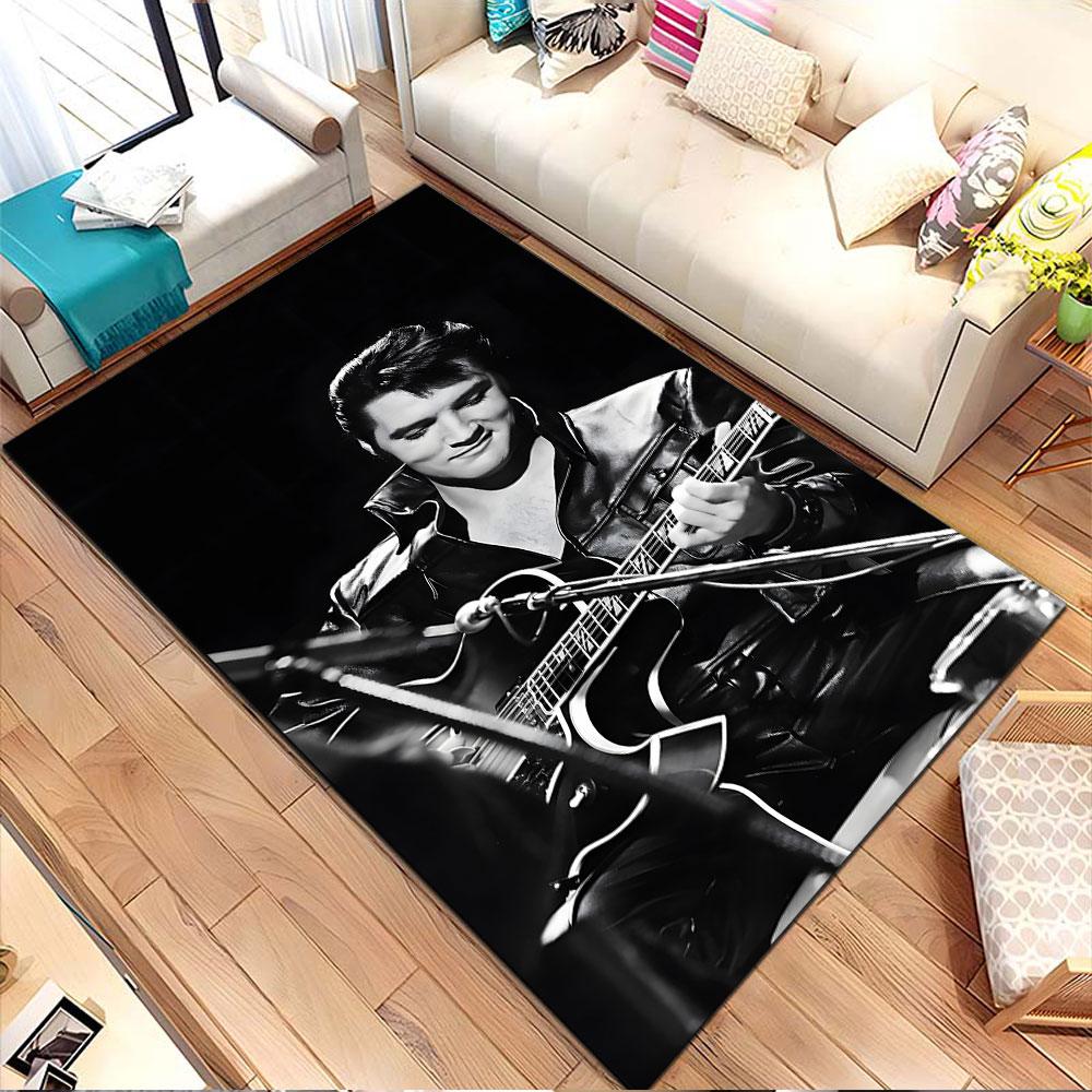 "Retro Musician Playing Guitar Design" Patterned carpet, non slip mat suitable for living room and bedroom sofas