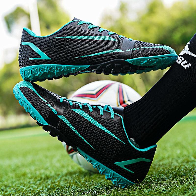 Men Football Boots Long Spikes High Ankle Soccer Shoes TF Outdoor Grass Cleats Soccer Boots Training Sport Football Shoes