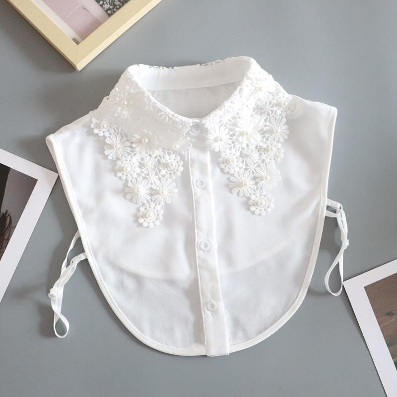 Women's Fake Collar Shirt White Fake Collar Women Detachable Collars Embroidery Cotton False Collar Shirt Col Amovible Femme