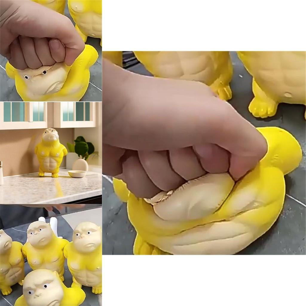 Yellow Gorilla Stress Relief Toy Fun Rebound Bouncy Desktop Decor Kids Gift