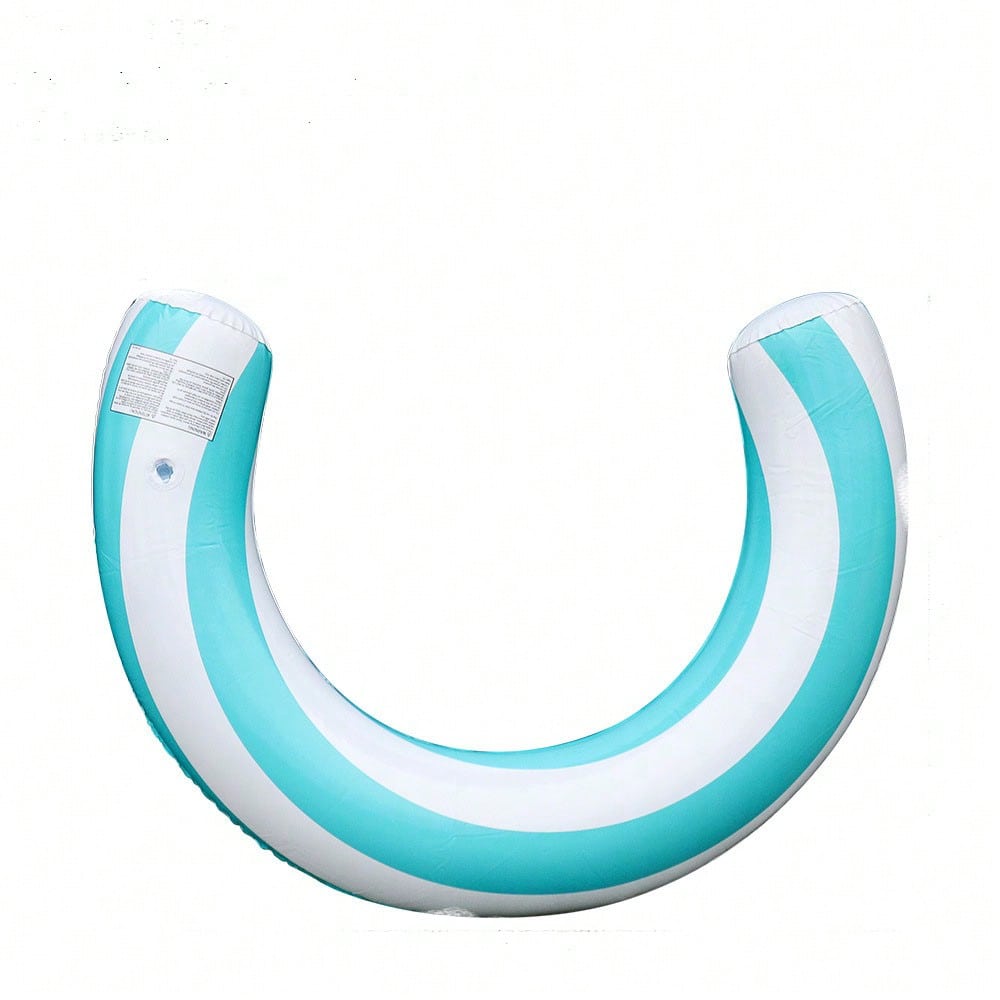 1pc New Striped U-Shaped Inflatable Swimming Ring,Arch Shape Design Swimming Pool Float,Thickened PVC Floating Device,For Summer