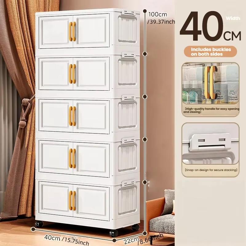 Double-door Living Room Storage Cabinet Folding Floor-standing Storage Box No Installation Required Simple Storage Cabinet