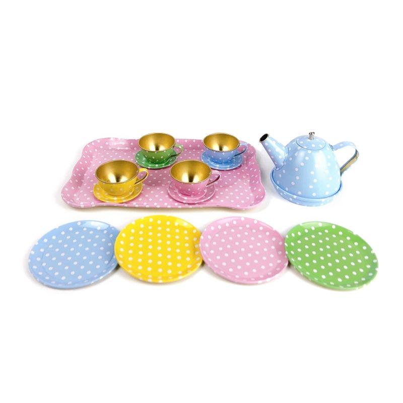 Children Chinese Metal Tea Set Lifelike Kitchen Appliance Educational Set Toys for 3-8 Year Old Girls 1