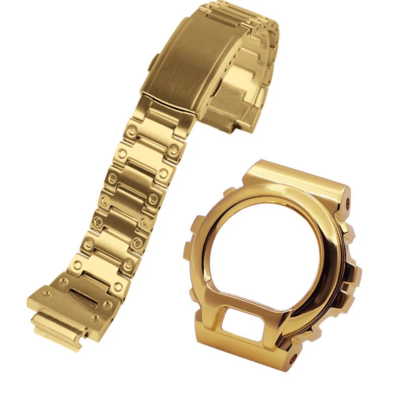 DW6900 Mod Kit metal case strap for Casio G-SHOCK DW-6900 modified stainless steel bezel diamond case bracelet watch accessories