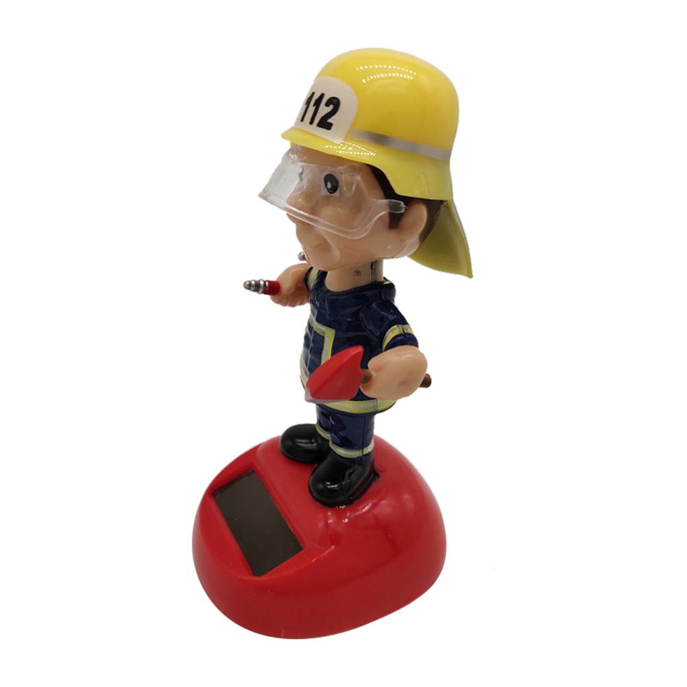 Solarbetriebene Feuerwehrmann Schüttelpuppe Figur Heim Auto Innendekoration Weihnachtsgeschenk