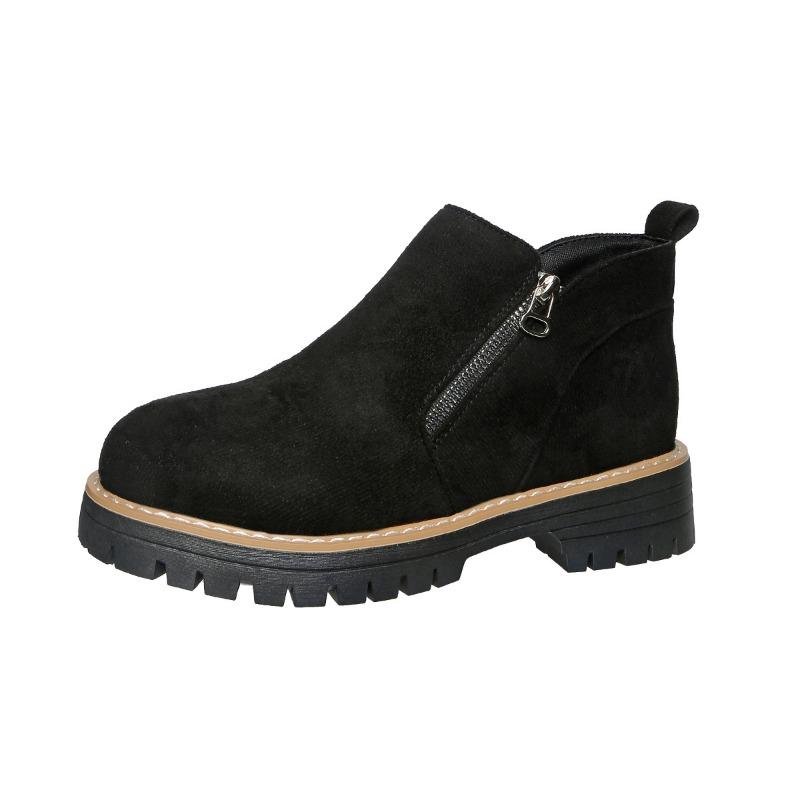 Round Toe Side Zipper Martin Boots 2025 Winter New Retro British Style Booties for Women