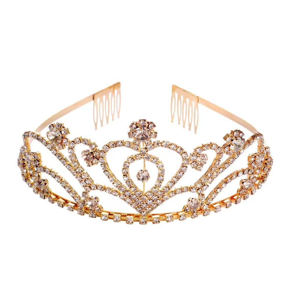 Bridal Crown Hair Accessories Fashionable Simple Alloy Diamond Headband Wedding Dress Large Crown Tiara Princess Hair Crown