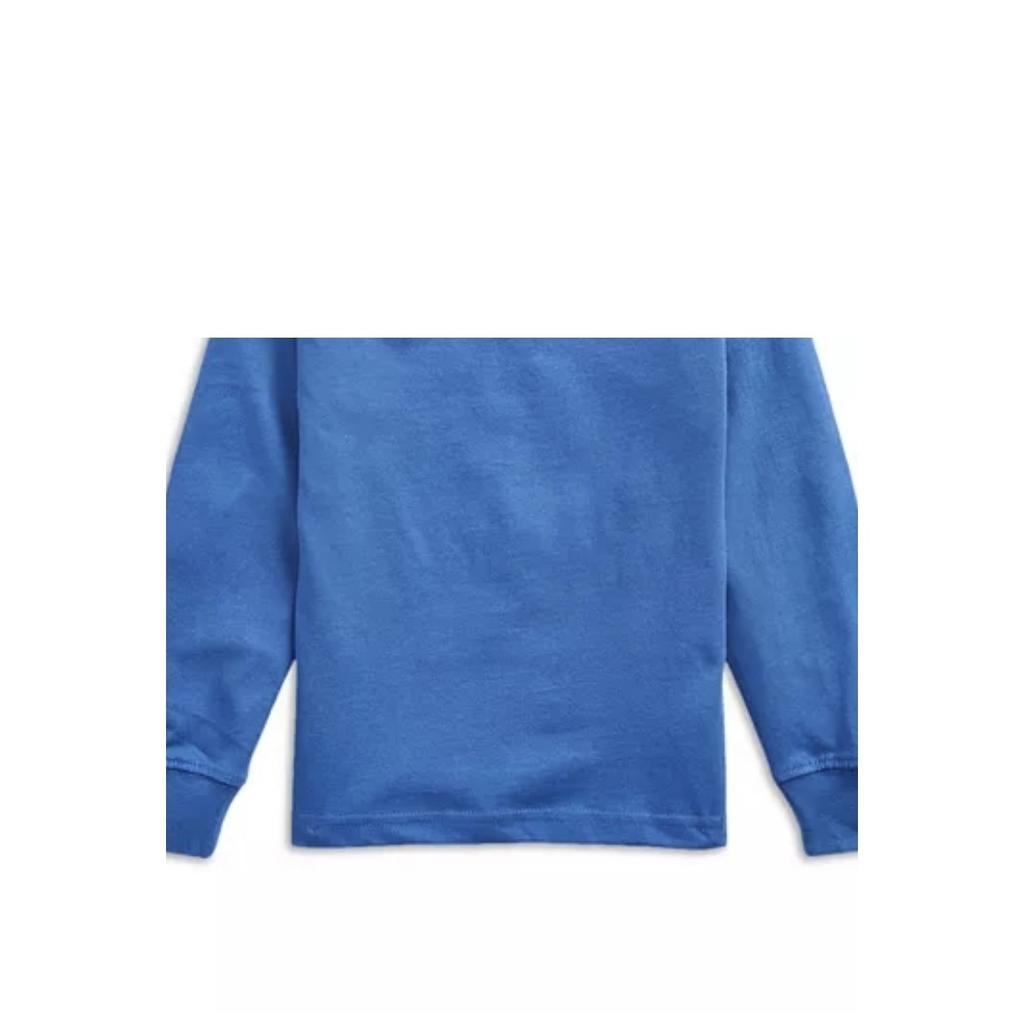 Polo Ralph Lauren Solid Color Logo Embroidered Crew Neck Casual Long Sleeve Kids Tops Blue 323854677-021