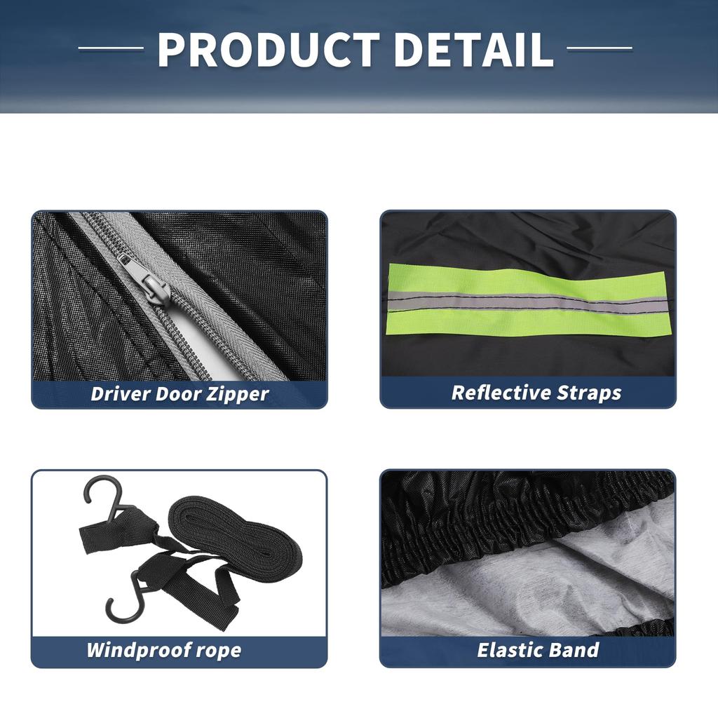 X AUTOHAUX Suzuki 355x148x143cm Light Car Body Aluminum Spunlace with Windproof Rainy Season Strong Yellow Hail Side Nighttime Safety Easy To Put On