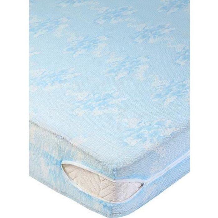 Housse Rénove Matelas - HOMEROKK - 160x190 cm - 50% Coton - Lavable en machine - Bleu