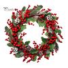 Holiday Home Beautification Christmas Wreath Wall Stickers, Red Berries And Pine Cones Garland Decals, Seasonal Window Filmes Waterproof PVC
