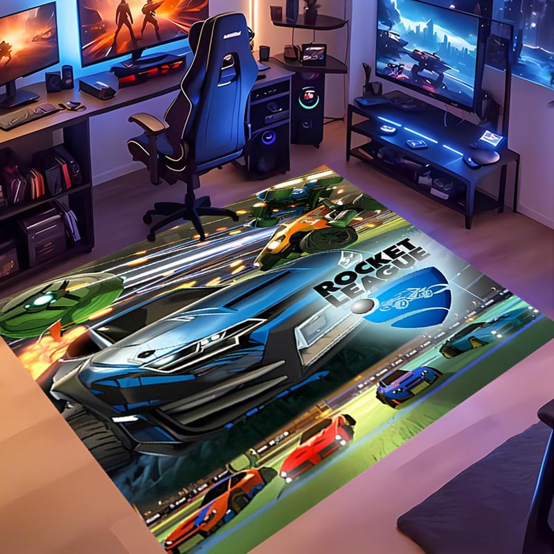 Game Rocket league -Themed Entrance Mat,Non-Slip Mat Area Rug,Room Decor,Outdoor Decor,Kitchen Rug,Doormat - Machine Washable,Easy to Clean