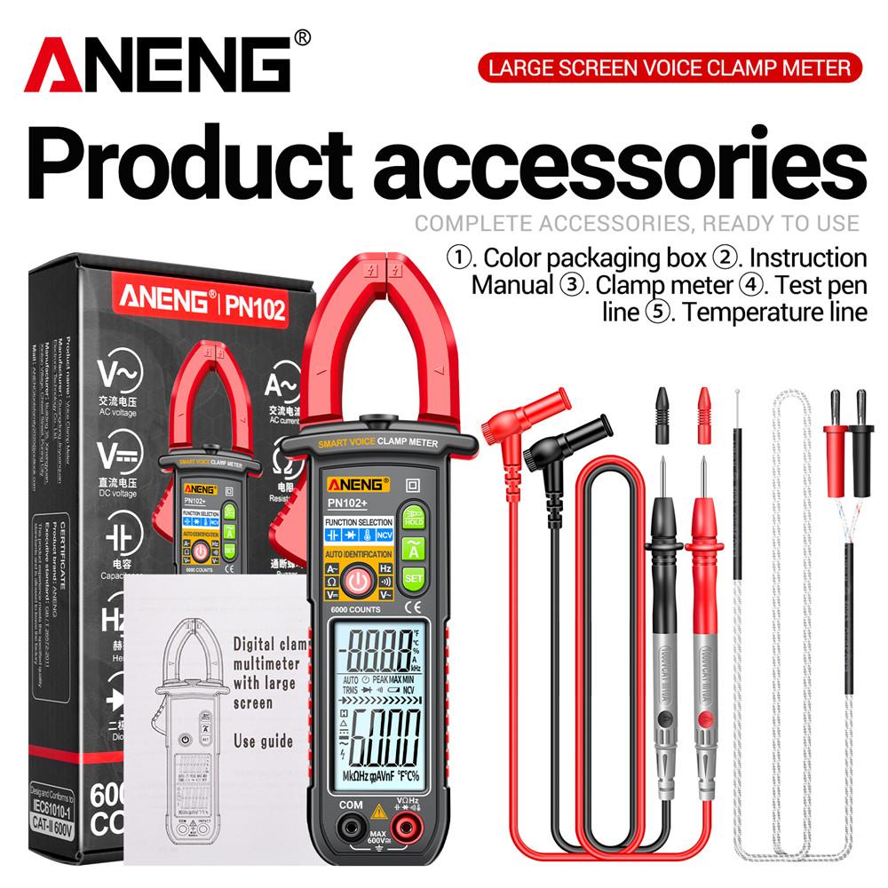 

Aneng PN102+ Мультиметр Тест лічильника енергії 600A Сильнострумовий трансформатор Затискач Домашнє голосове керування Автодіапазон Дисплей Measurm Тест червоний