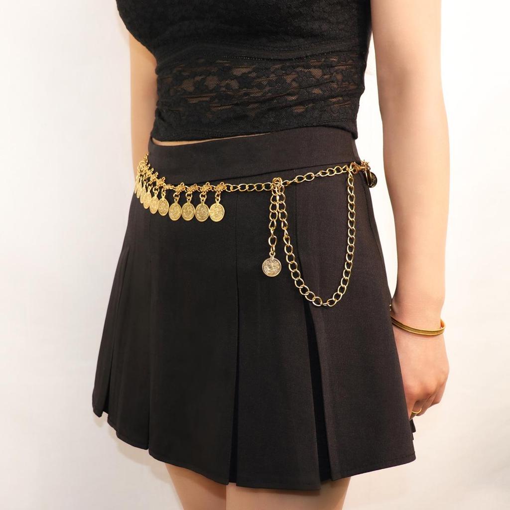 Ethnic Style Women's Tassel Coin Waist Chain for Belly Dance and Fashion Dresses