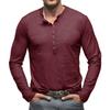 Men's Deep Blue Henley Neck Long Sleeve Casual Shirt with Stretch Comfort Fit