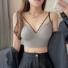 New One-piece Cup Careful Machine Double Shoulder Small Suspender Deep V Chest Wrap Vest Versatile Inner Wear Outer Wear Gather Tube Top Women
