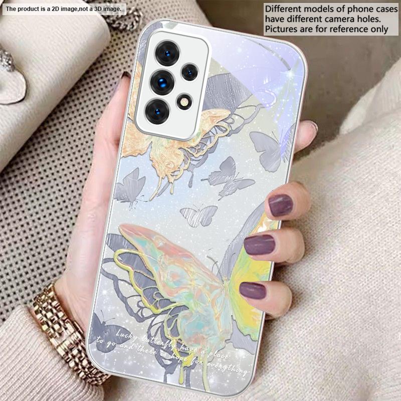 

Lucky Butterfly Painting For Samsung A20 30 22 23 24 25 26 A31 32 33 34 A35 42 50 51 52 53 54 55 56 70 71 72 73 glass phone case Galaxy A20