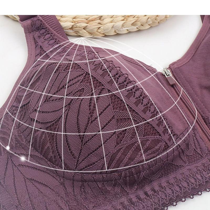 Zipper Bra Women's Wirefree Adjustable Shoulder Straps Large Size Underwear 38-52