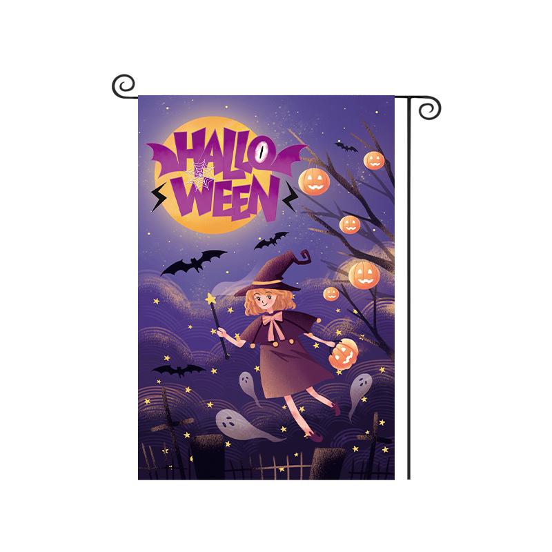 Cross-Border Happy Halloween Ghost Garden Flag with Pumpkin and Cartoon Design