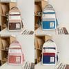 Retro Workwear Style Large Capacity Backpack Women Korean Version High School Students Color-blocking Trendy Shoulder Bag Men Travel Backpack