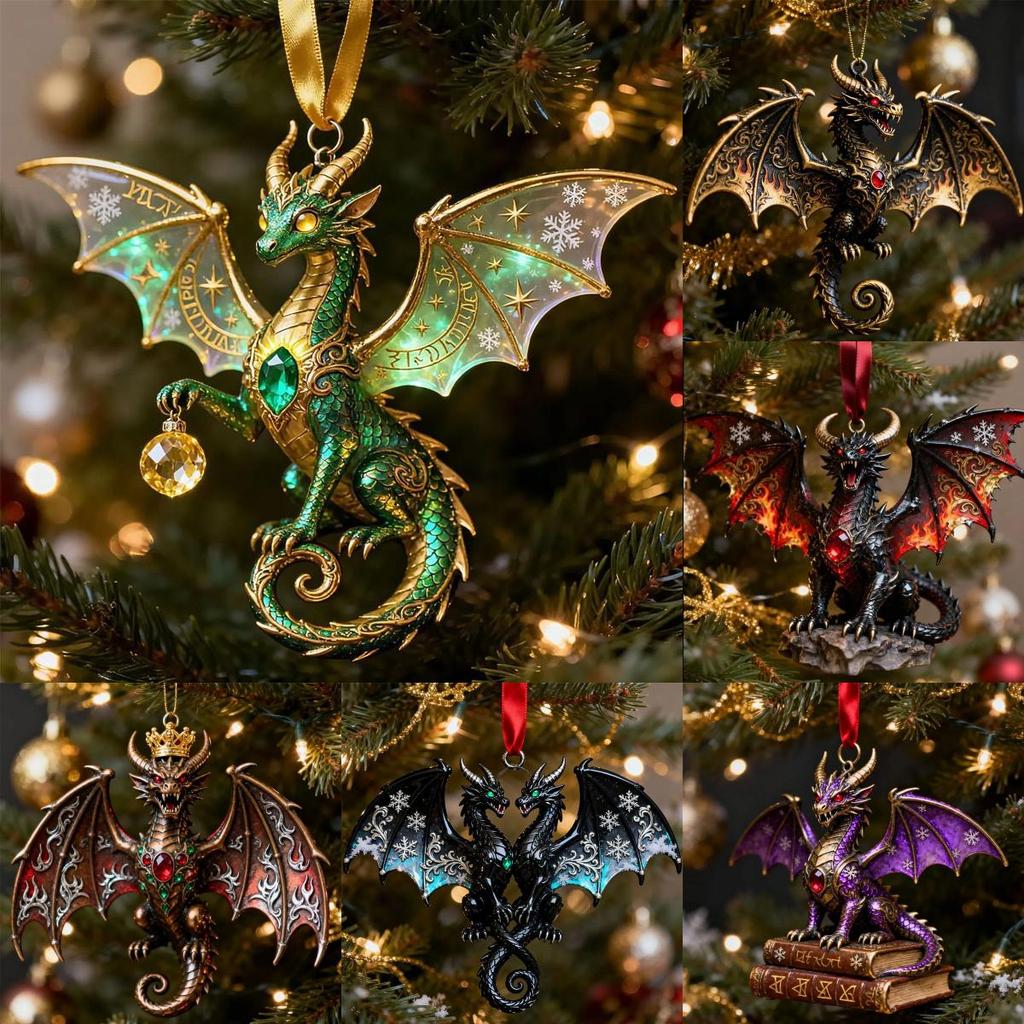 Series Dragon Car Decor Acrylic Pendant Christmas Tree Ornament For Holiday Gift