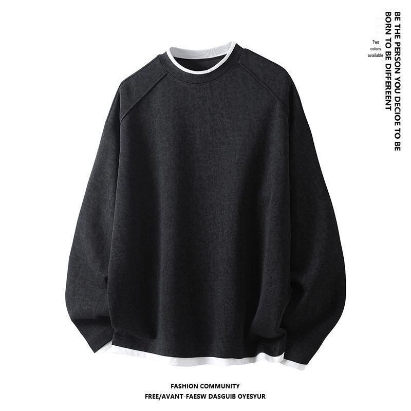 

Men s Heavyweight 380g Fleece Patchwork Hoodie - New Trendy Two-Piece Long Sleeve Pullover for Autumn/Winter 4XL