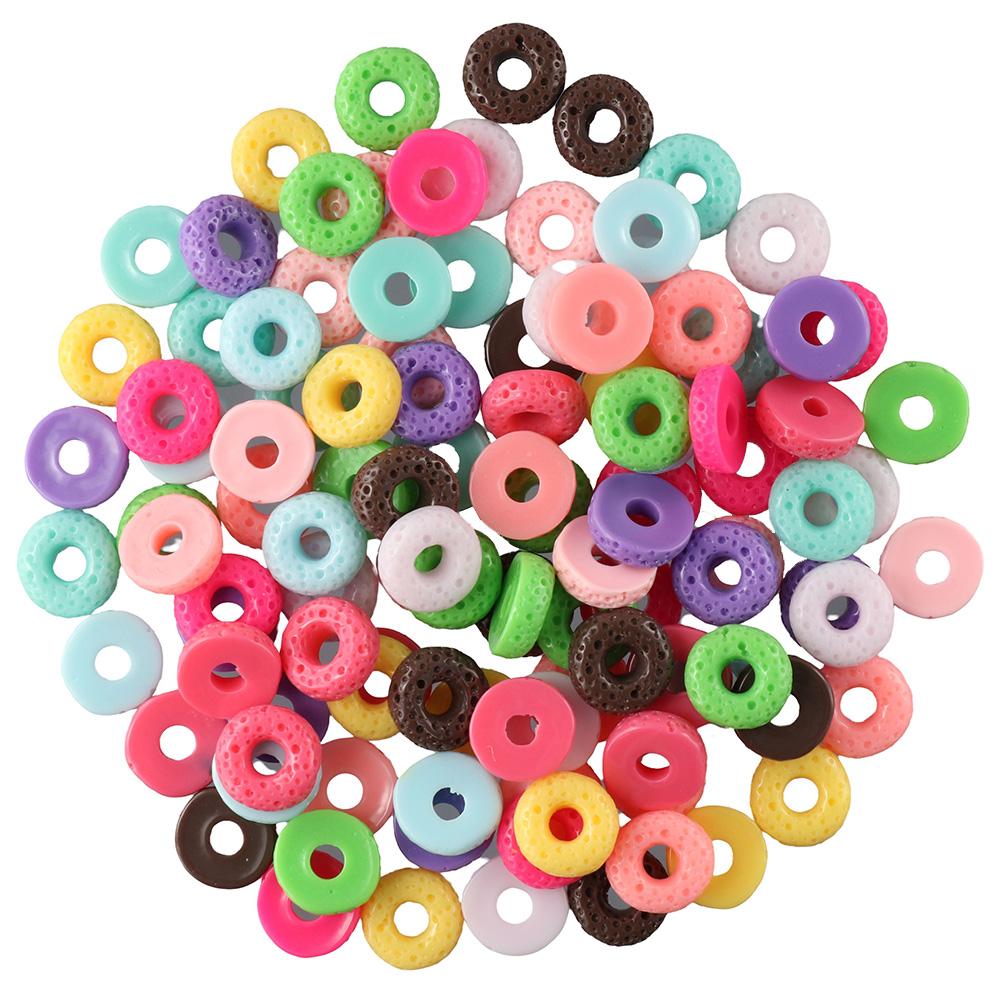 110Pcs 16mm Cute Donut Beads Resin Dessert Charms 11 Colors Cute Donut Slime Charms  Bracelets