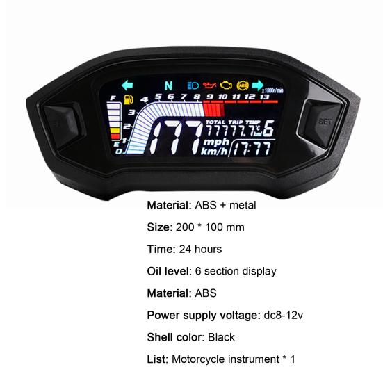 Uniwersalny licznik motocyklowy LCD z wyświetlaczem ABS, prędkościomierzem, licznikiem kilometrów, wskaźnikiem temperatury wody