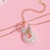 Trendy Pure Silver Butterfly Necklace with Hetian Jade Pendant - Women's Light Luxury Clavicle Chain