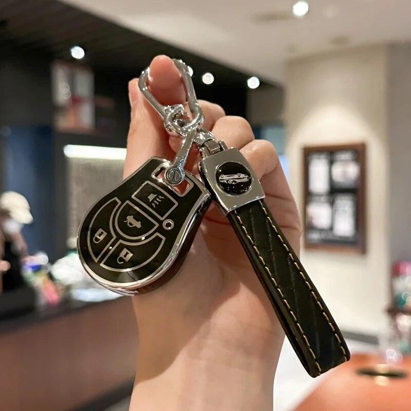 

Car Key Fob Case Cover with Keychain for Nissan Versa Juke Rogue Sentra Titan Armada Cube Frontier NV Infiniti FX35 FX45 Versa