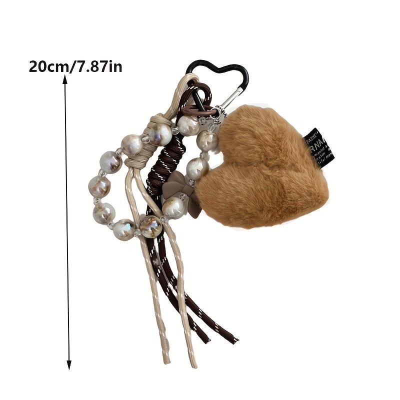 Yogodlns Fashion Fluffy Heart Pendant Braided Rope Bag Pendant Simple All-matching Bag Decoration Accessories