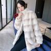 Imitation Fur Women's Coat Mid Length New Popular Standing Collar Sheep Shearing Fur One Piece Lamb Wool Coat