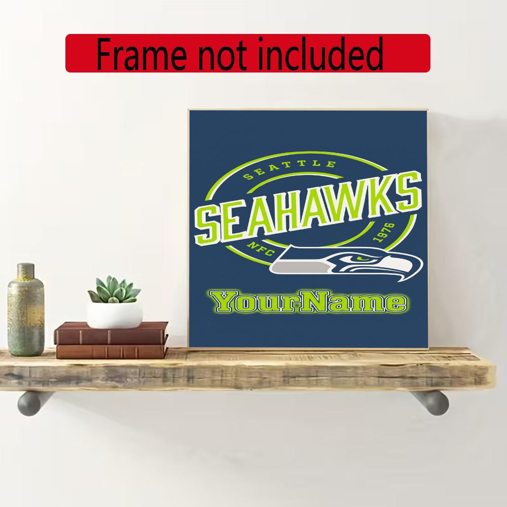 Seattle Seahawks Customize Your Name Diamond Painting Round Diamond Rhinestones Mosaic Diamond Embroidery Wall Paintings Rhinestones Gift Frameless