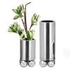 Metal Vase Silver Cylinder Flower Vase Geometric Sphere Flower Arrangement Accessories Terrarium Home Decoration