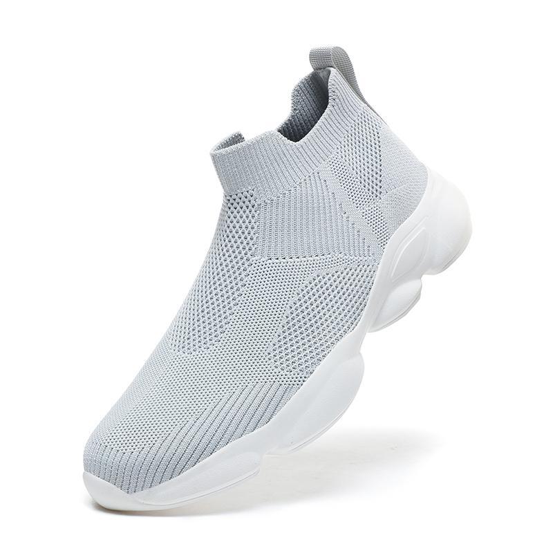 Large Size Elastic Socks Shoes High-top Fly-woven Mesh Lazy Tide Shoes One-pedal Casual Sports Running Men's Shoes