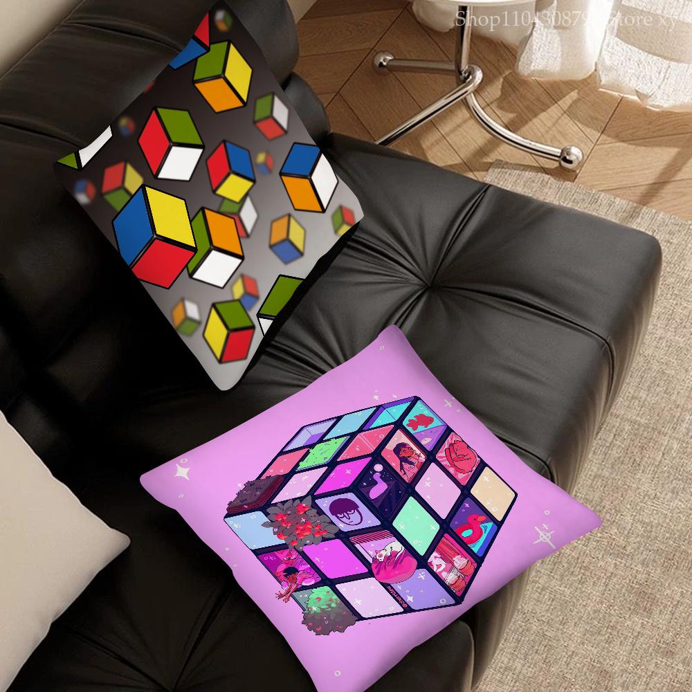 Rubiks Cube Pillow Case Square Pillow Bedroom Sofa Leisure Comfort Cushion Car Living Room Home Decoration 40X40