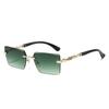 New square fashion sunglasses European and American personality borderless leopard decoration personality trimmed PC sunglasses